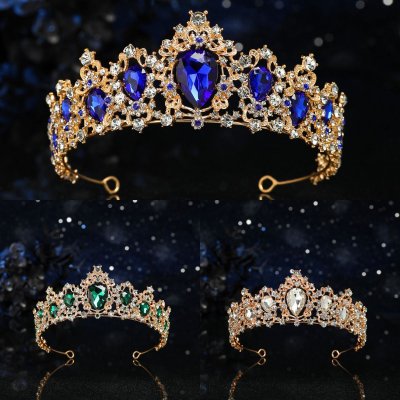 Metal Glass Rhinestone Colorful Ornate Crown Metal Glass Rhinestone Colorful Ornate Crown